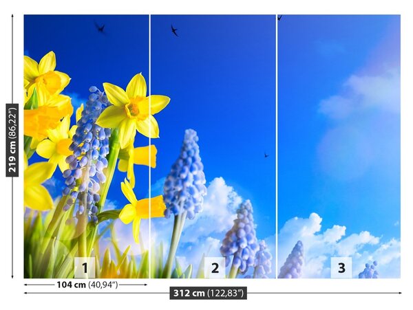 Carta da parati Daffodil blu 104x70 cm