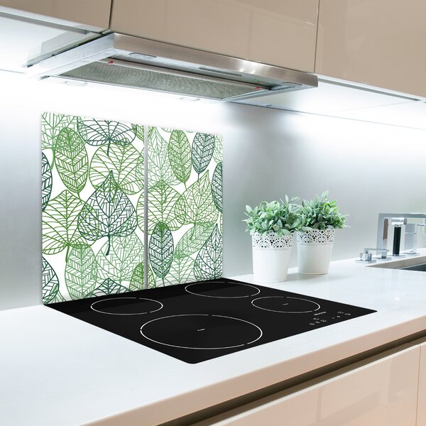 Tagliere in vetro Modello di foglie verdi 60x52 cm