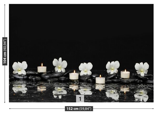 Carta da parati Candele orchidee 104x70 cm