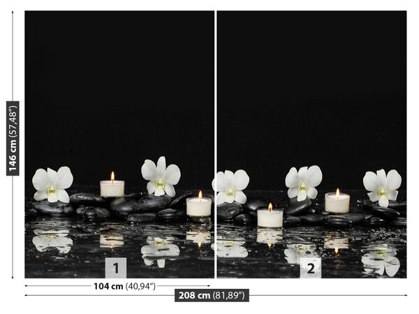 Carta da parati Candele orchidee 104x70 cm