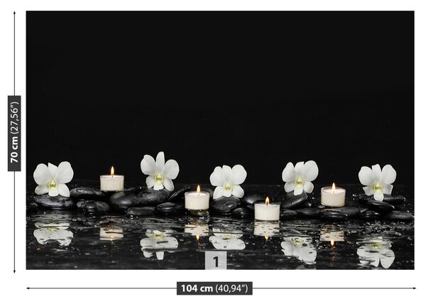 Carta da parati Candele orchidee 104x70 cm