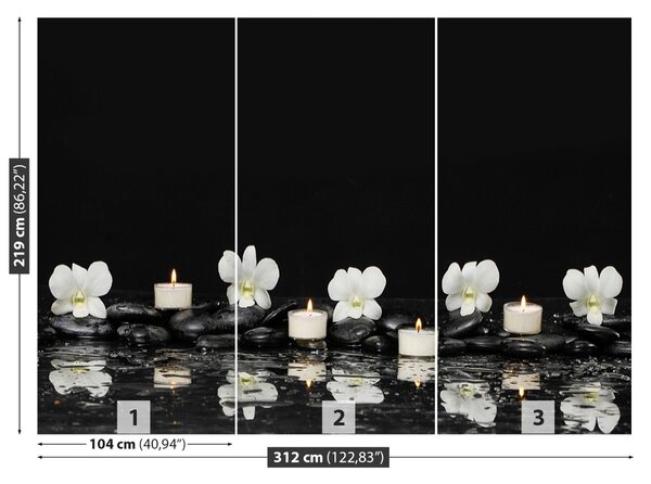 Carta da parati Candele orchidee 104x70 cm