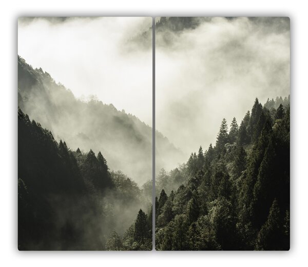 Tagliere in vetro temperato Nebbia sulla foresta 60x52 cm