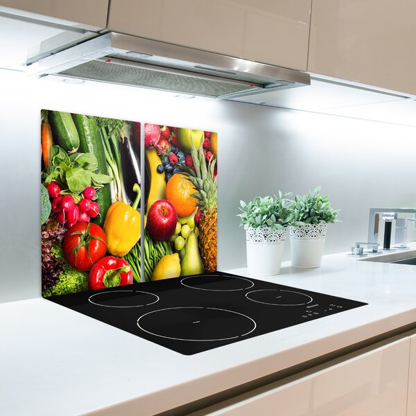 Tagliere in vetro temperato Verdure e frutta 60x52 cm