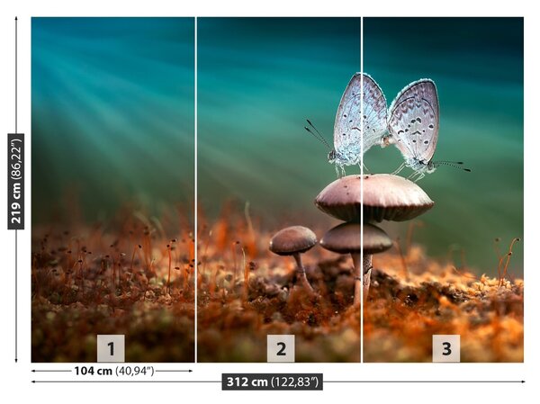 Carta da parati Farfalle funghi 104x70 cm