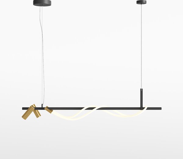 Lampadario A Sospensione Moderno Tau Alluminio Nero Luce Led 30W