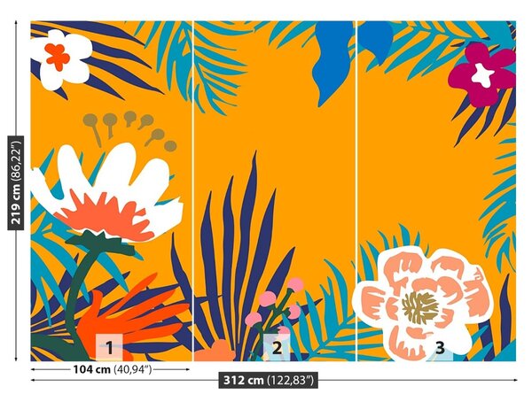Carta da parati Illustrazione fiorita 104x70 cm