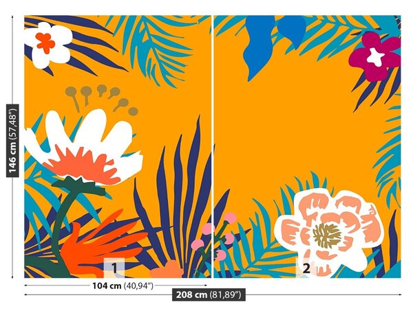 Carta da parati Illustrazione fiorita 104x70 cm