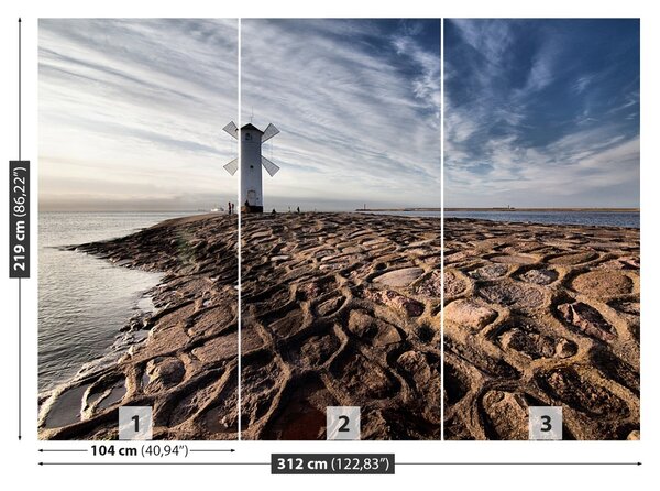 Carta da parati Lighthouse Windmill 104x70 cm