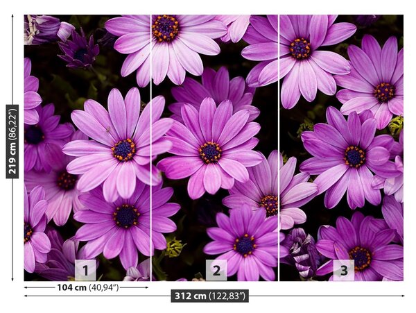 Carta da parati Fiori viola 104x70 cm