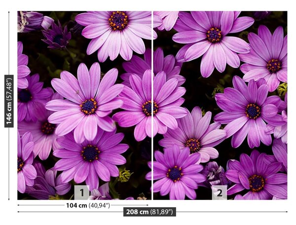 Carta da parati Fiori viola 104x70 cm