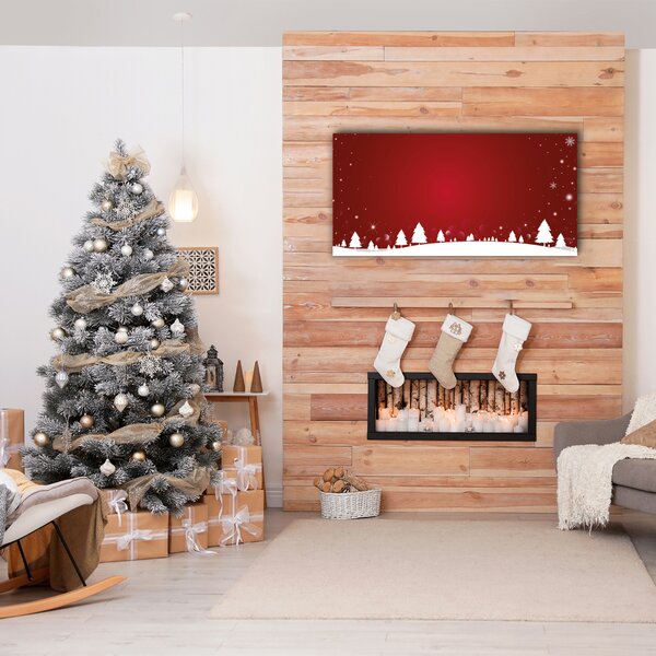 Quadro su tela Albero di Natale Fiocchi di neve festivi 100x50 cm