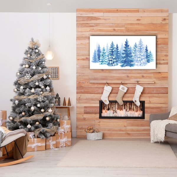 Quadro su tela Alberi di Natale Neve Inverno 100x50 cm