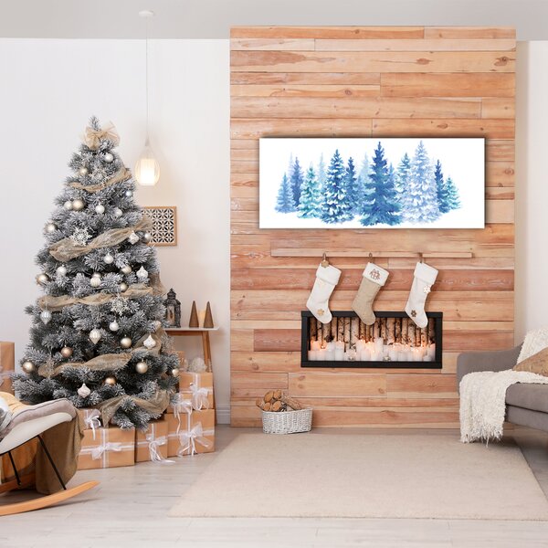 Quadro su tela Alberi di Natale Neve Inverno 100x50 cm