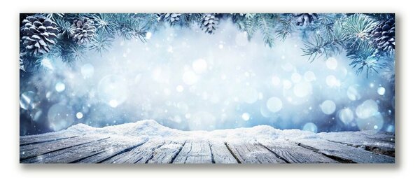 Quadro su tela Inverno Neve Albero di Natale 100x50 cm