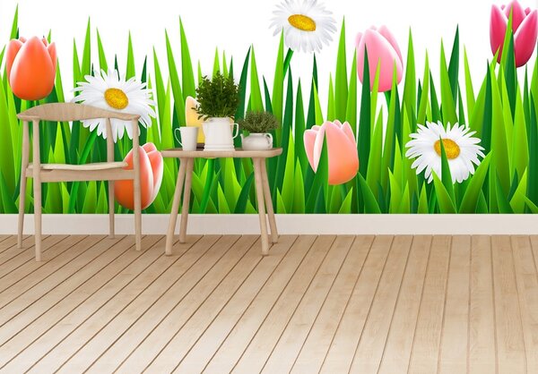Carta da parati Tulips erba 104x70 cm