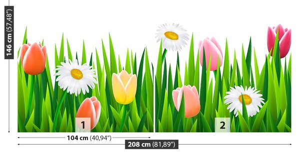 Carta da parati Tulips erba 104x70 cm