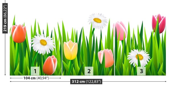 Carta da parati Tulips erba 104x70 cm