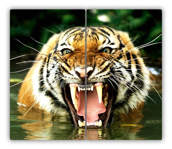 Tagliere in vetro Tigre ruggente 60x52 cm