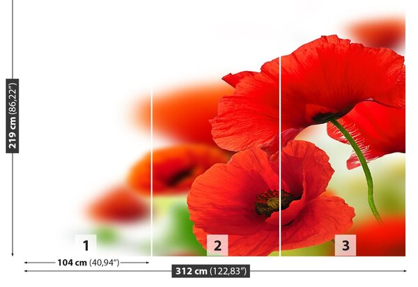 Carta da parati Poppies bianchi 104x70 cm