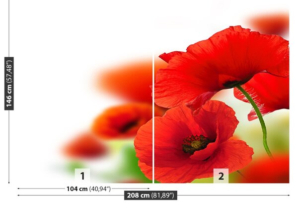 Carta da parati Poppies bianchi 104x70 cm