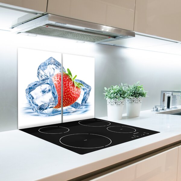 Tagliere in vetro Fragole con ghiaccio 60x52 cm