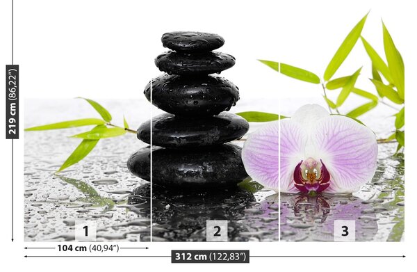 Carta da parati Pietre e orchidea 104x70 cm