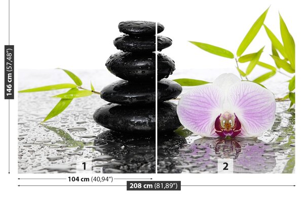 Carta da parati Pietre e orchidea 104x70 cm