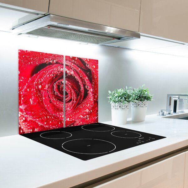 Tagliere in vetro Gocce d'acqua sulla rosa 60x52 cm
