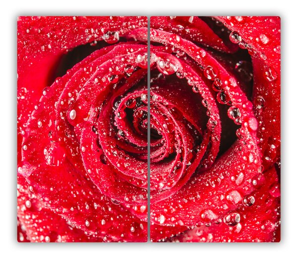 Tagliere in vetro Gocce d'acqua sulla rosa 60x52 cm