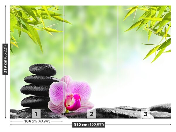 Carta da parati Orchidea e pietre 104x70 cm