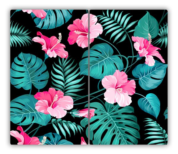 Tagliere in vetro Fiori tropicali 60x52 cm