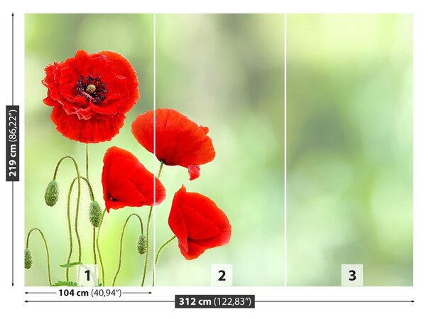 Carta da parati Poppies rossi 104x70 cm