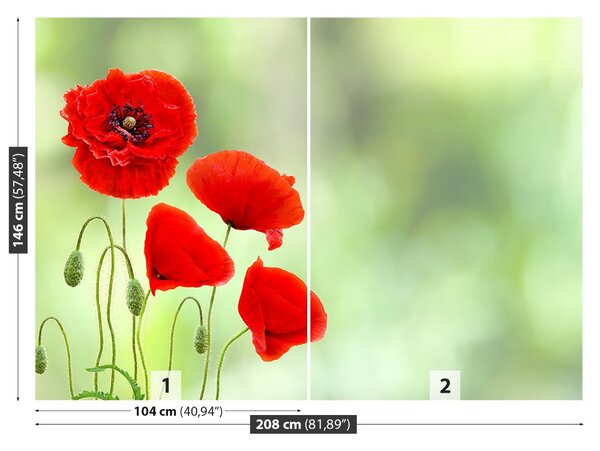 Carta da parati Poppies rossi 104x70 cm