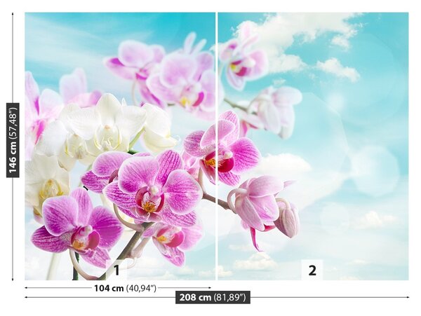 Carta da parati Orchidee blu 104x70 cm