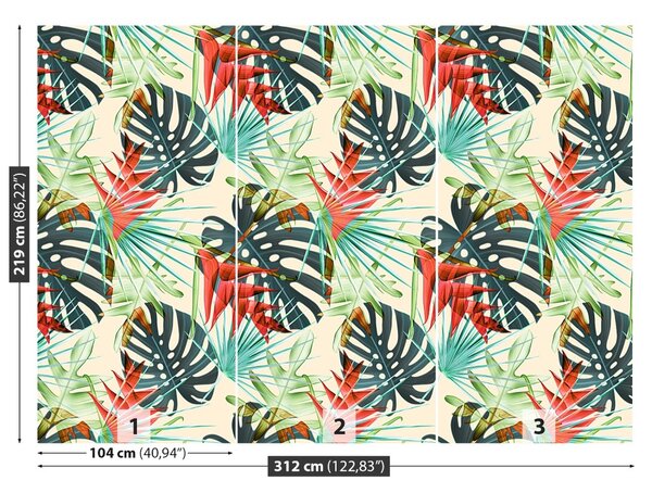 Carta da parati Foglie tropicali 104x70 cm