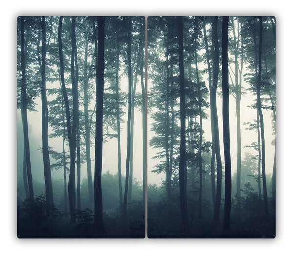 Tagliere in vetro temperato Foresta nella nebbia 60x52 cm