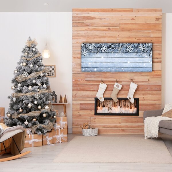 Quadro su tela Vacanze, fiocchi di neve, inverno, gelo 100x50 cm