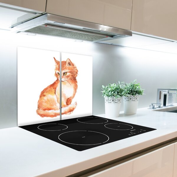 Tagliere in vetro Gatto rosso 60x52 cm