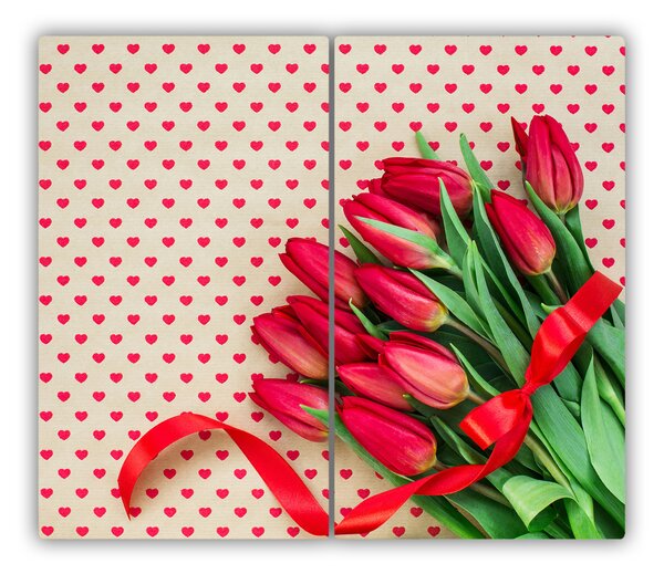 Tagliere in vetro temperato Tulipani cardiaci 60x52 cm