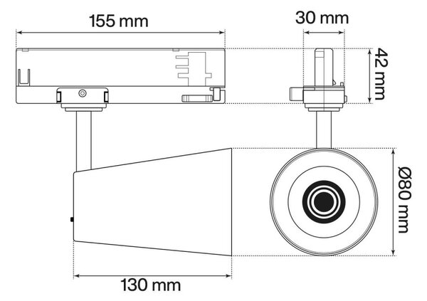 Faro LED 30W Trifase Rosa CRI92 CCT Bianco Variabile 38° Bridgelux LED Colore Bianco Variabile CCT