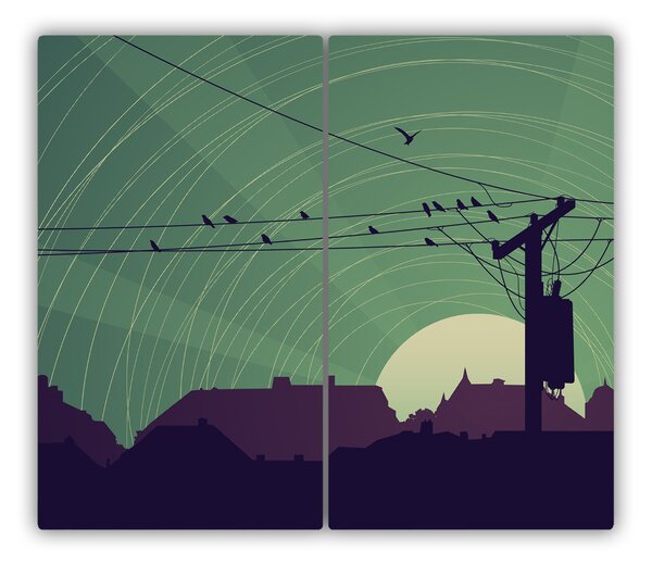 Tagliere in vetro Birds City 60x52 cm