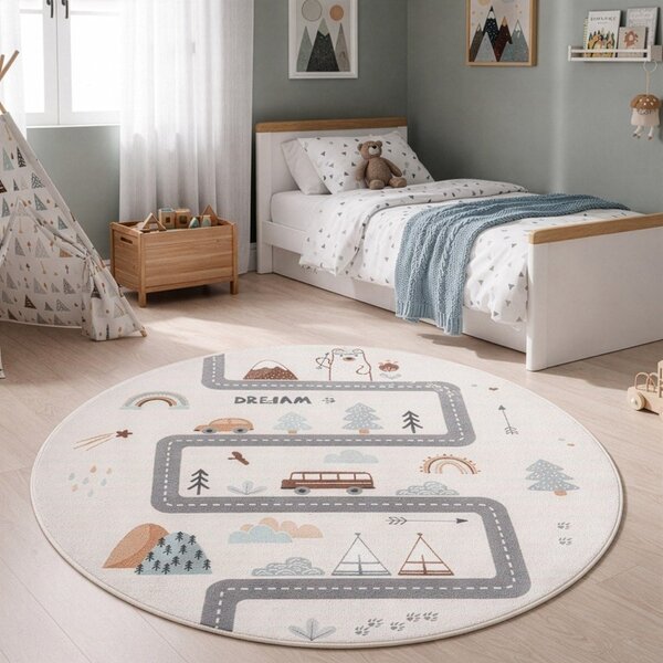 Tappeto per bambini color crema lavabile ø120 cm Coco 1134 – Ayyildiz Carpets