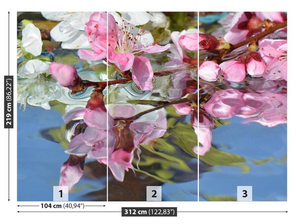 Carta da parati Fiore d'acqua ciliegia 104x70 cm