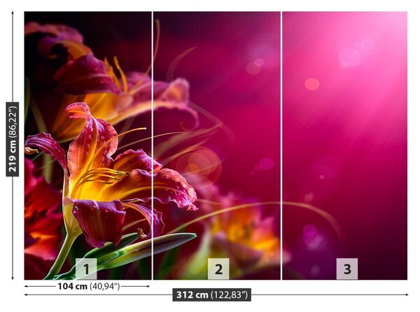 Carta da parati Lily viola 104x70 cm