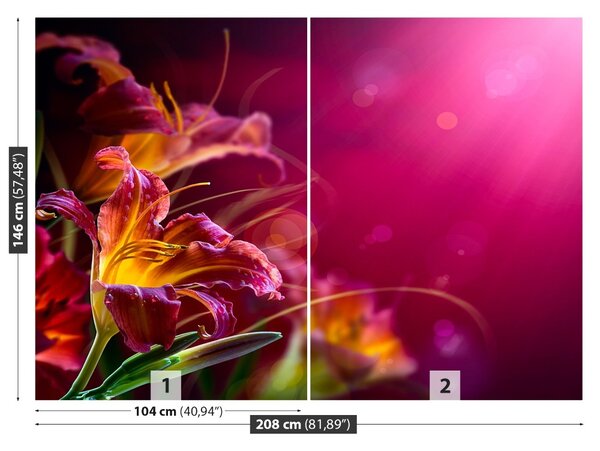 Carta da parati Lily viola 104x70 cm