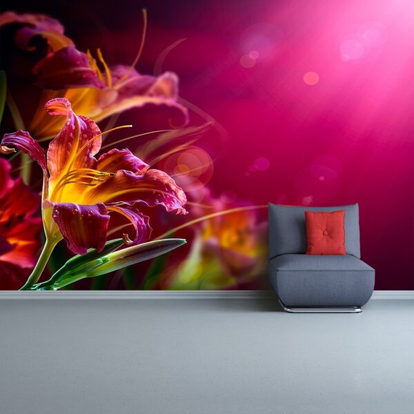 Carta da parati Lily viola 104x70 cm
