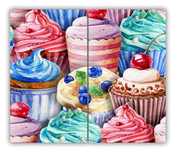 Tagliere in vetro Muffin colorati 60x52 cm