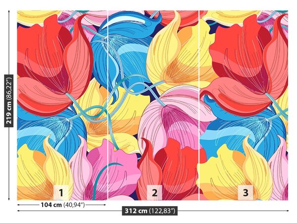 Carta da parati Fiori colorati 104x70 cm