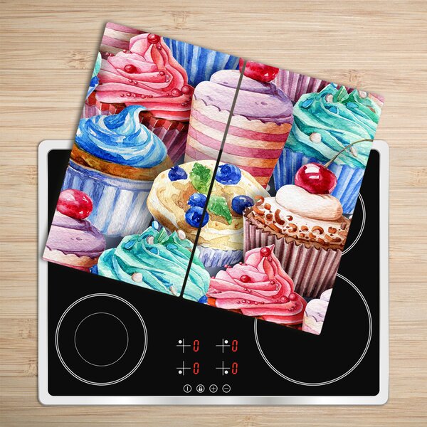 Tagliere in vetro Muffin colorati 60x52 cm